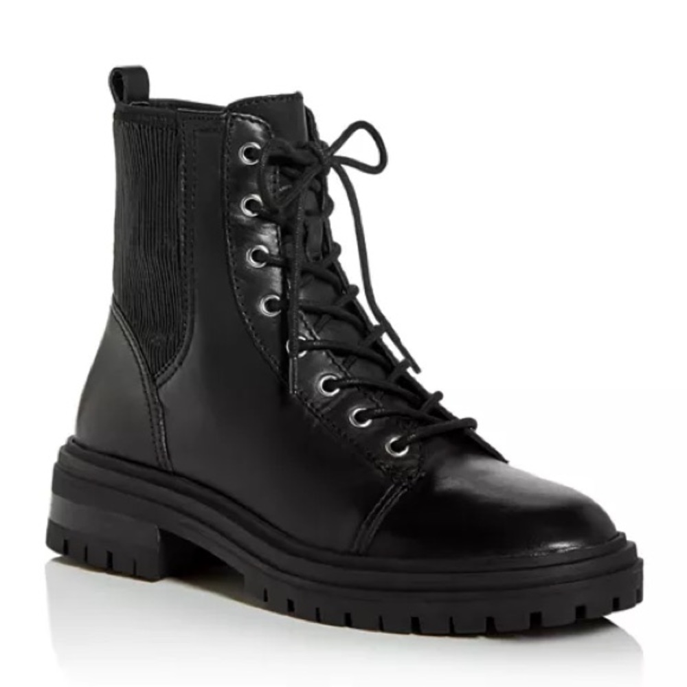 Black Leather Combat Boots